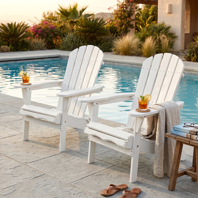 Set Of 2 Wood Lounge Patio Chair For Garden Outdoor Wooden Folding Embossed Adirondack Chair Solid Wood Lounge Patio Chair With Wood Grain