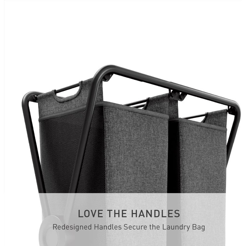 Simplehuman Single X-Frame Laundry Hamper, Heavy-Gauge Steel Frame, Gray/Black, 29.7" H x 29.2" W x 16.5" D