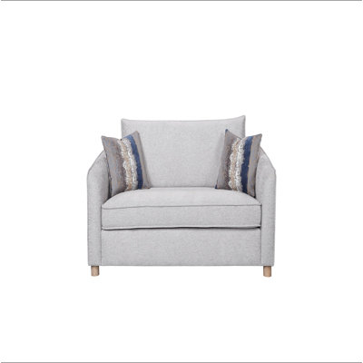 Reversible Cushion Loveseat In Sand Polyester - 2 Down Throw Pillows Included, High-Density Foam, Dacron Wrap, Sinuous Spring Support