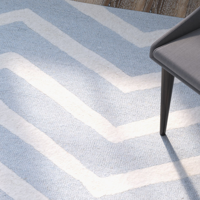 Tapis à chevrons en laine touffeté à la main Sanyla, Rectangulaire 2 pi x 3 pi