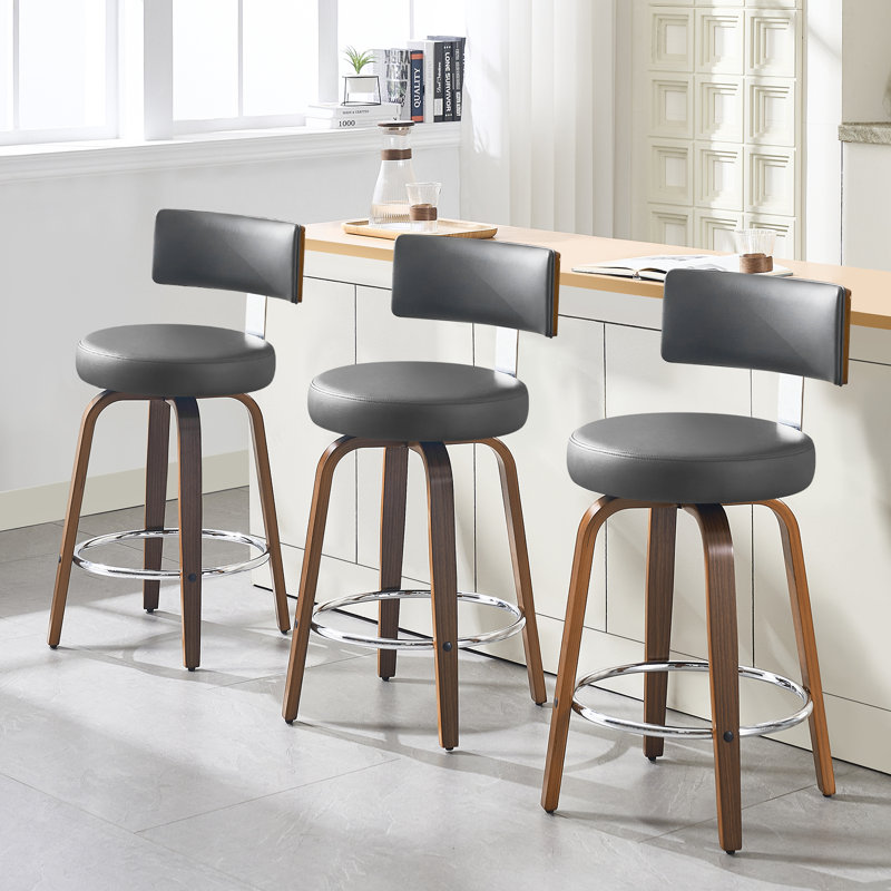 Swivel Upholstered Counter & Bar Stool, Counter Stool (26" Seat Height), Gray
