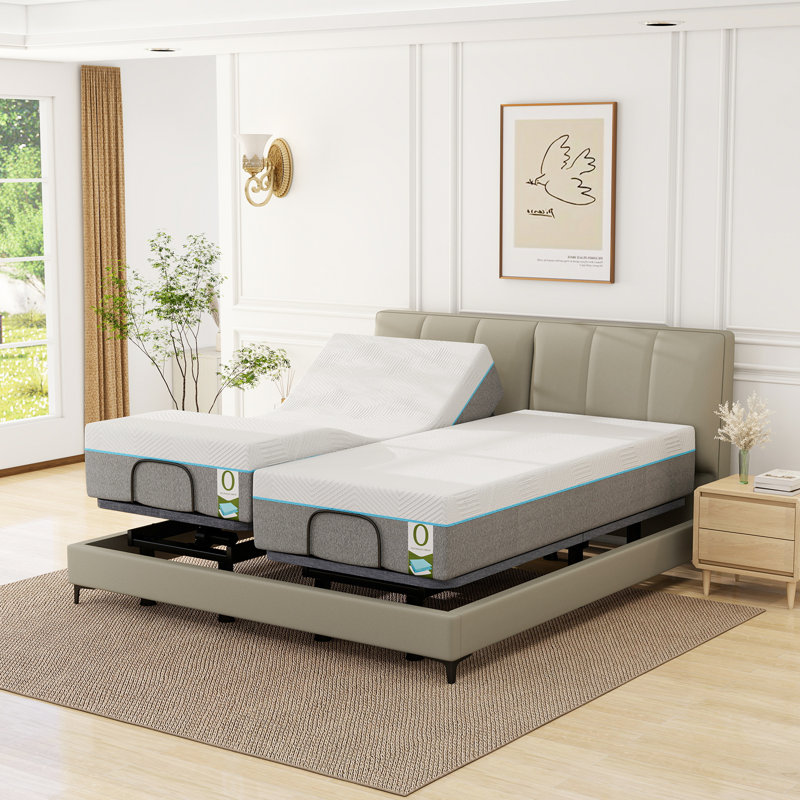 Alwyn Home Selected！Smart Adjustable Bed System with 12" Cooling Gel Mattress - Zero Gravity, Anti-Snore, Massage, USB Charging, 750Lbs Capacity