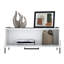 15.6" High White Coffee Table With Pull Down Cabinet And Compact Open Shelf Aspect Pull-Down Stylish Look-137461694