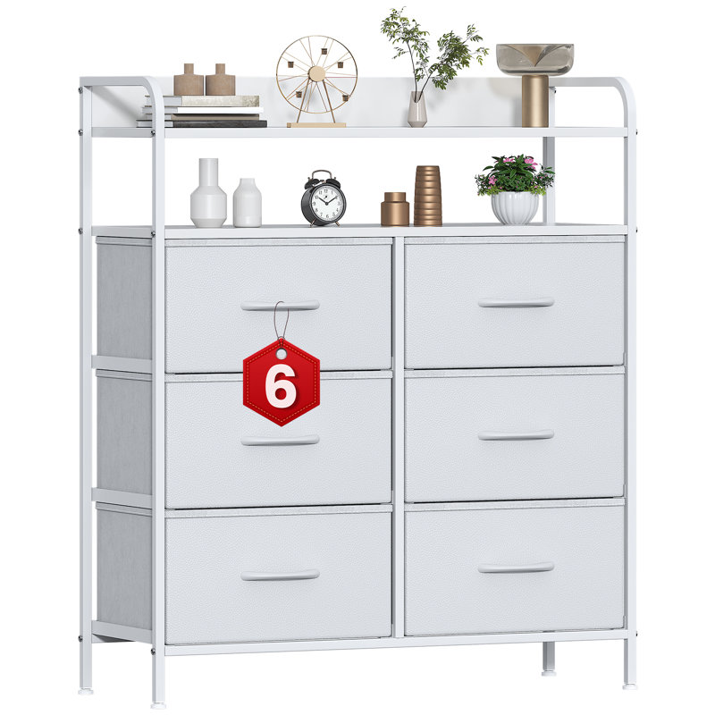 30 cm W Chest of 6 Drawers, Whie