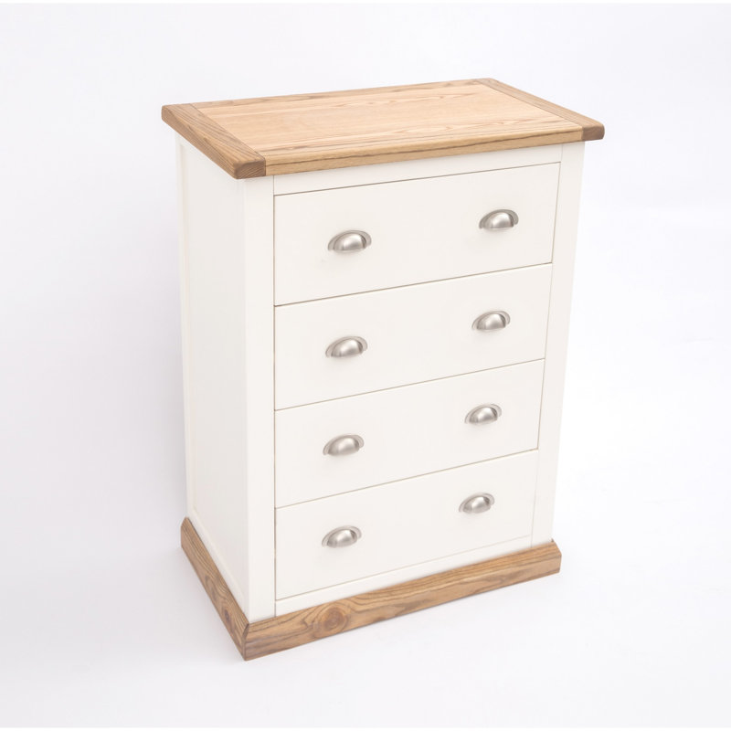 70 cm W Chest of 4 Drawers, Waxed Oak