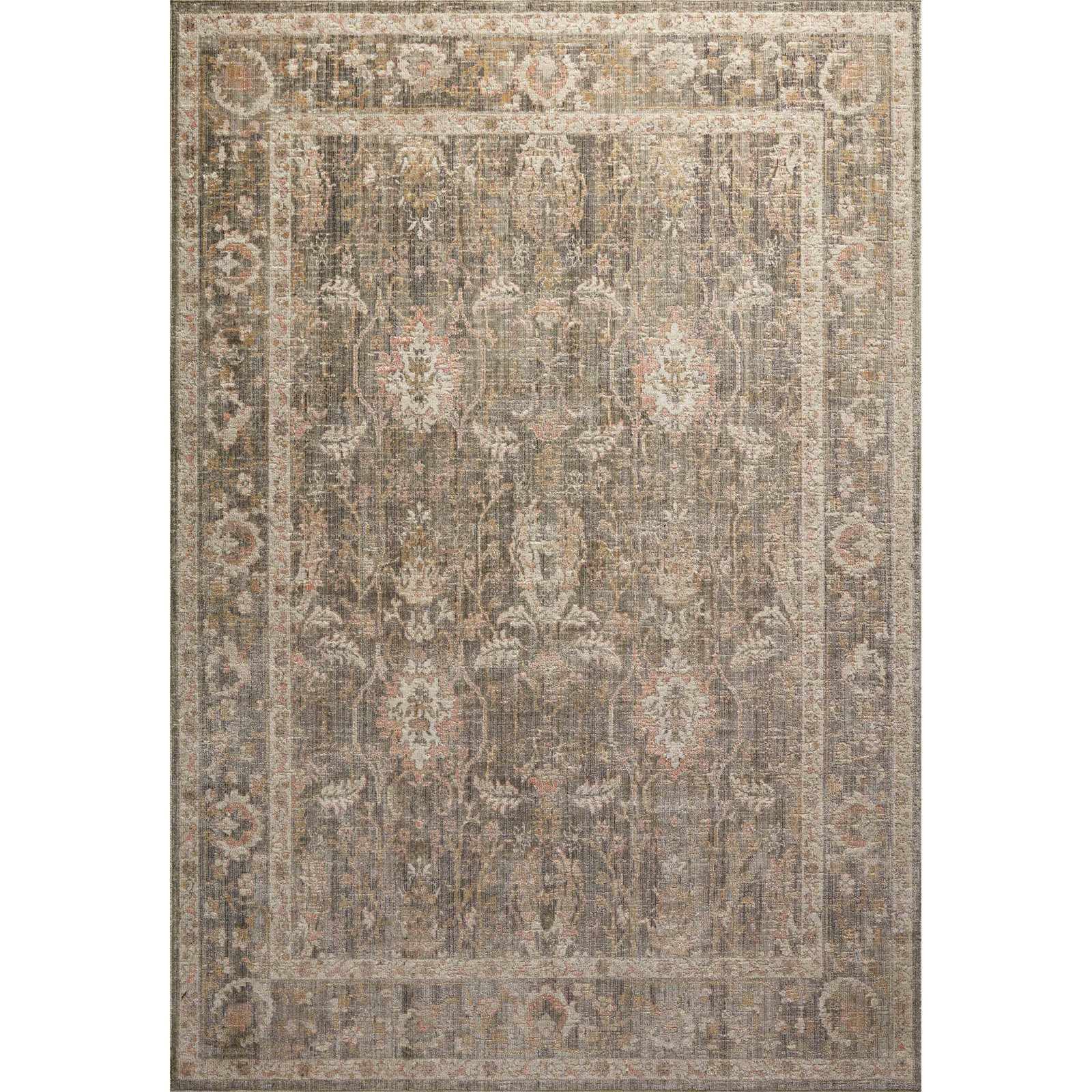 Chris Loves Julia x Loloi Rosemarie Oriental Sage Blush Area Rug, Rectangle 6'3" x 9'