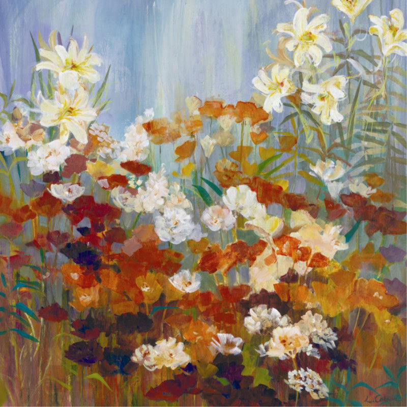 «Spring Mix» par Liv Carson - Peinture, Image au pinceau gel, H 54 po x l 54 po x P 1,5 po
