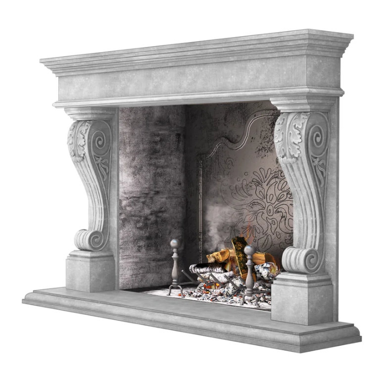 Venice Fireplace Surround, Travertine Gray