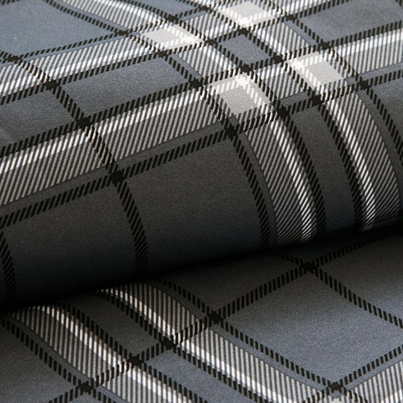 Ensemble d'édredon gris / blanc à motif écossais simple / simple TG