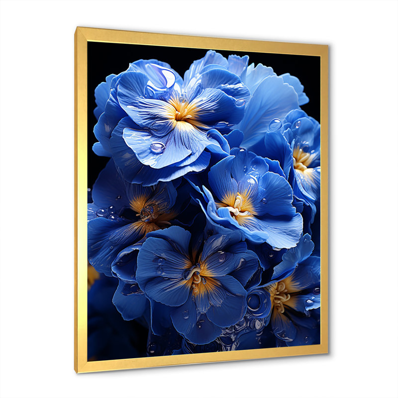 Minuit Indigo Pansy Wonders, Cadre doré simple, H 44 po x l 34 po x P 1,5 po
