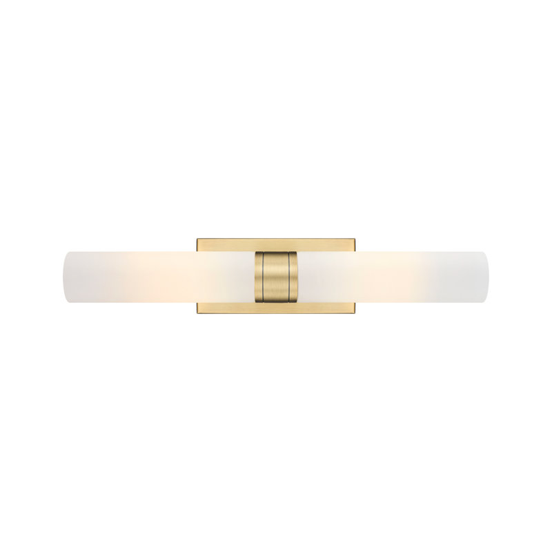 Amalle - 2 Light 11" Wall-mounted Bath Vanity Light, White, Brushed Brass, 3" H x 24" W x 3.88" D