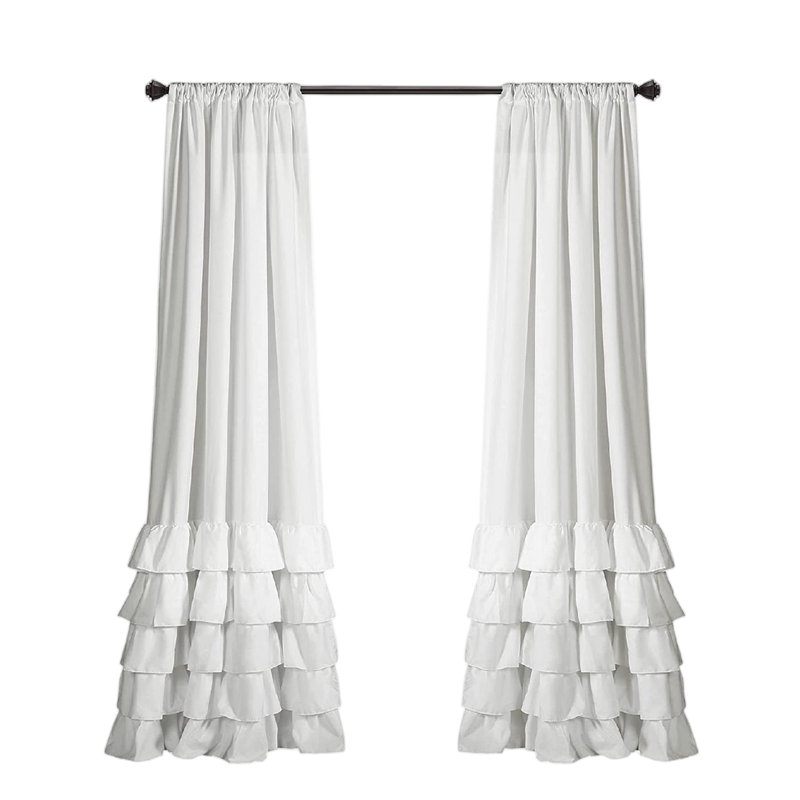 Paire de rideaux semi-transparents avec passe-tringle Allison, Blanc, L 40 po x L 108 po