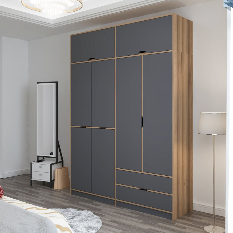 Elina Manufactured Wood Wardrobe, Grey