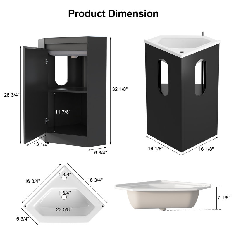 Ensemble de meuble-lavabo de coin 16 po avec lavabo