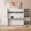 Lit escamotable double avec garde-robe, tiroirs et tablettes
