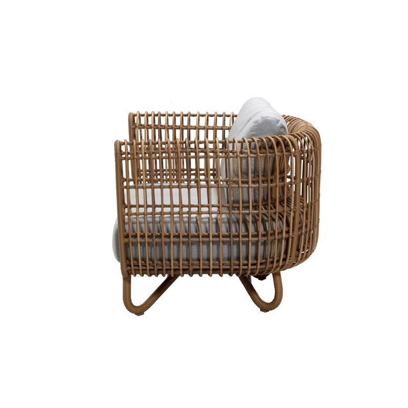 Nest Patio Chair with Cushions, Light Gray, Natural
