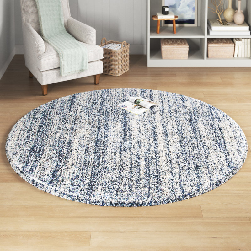 Tapis ivoire / bleu marine Audriauna, Rond 4 pi