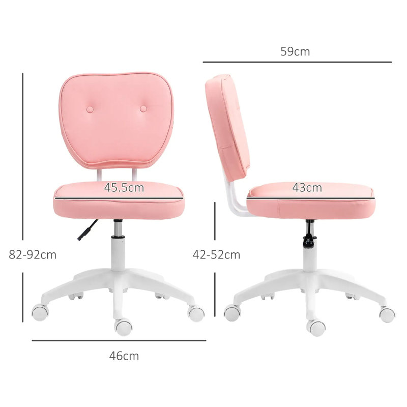 Vanity Office Chair, PU Leather Computer Chair For, Pink