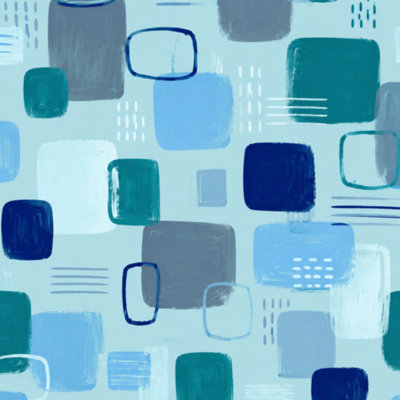 «Forest», papier peint adhésif abstrait bleu gris Brushstroke, couleur, peinture l 23,6 po x H 118 po, papier peint amovible et auto-adhésif pour les armoires de chambre de bébé