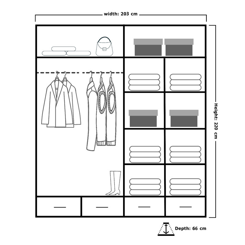 Beatson 2 Door Manufactured Wood Wardrobe, Gray