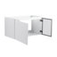 Meuble-lavabo mural 36 po, 2 portes à fermeture douce, meuble-lavabo blanc brillant et 1/2 porte en verre gris-1224990774