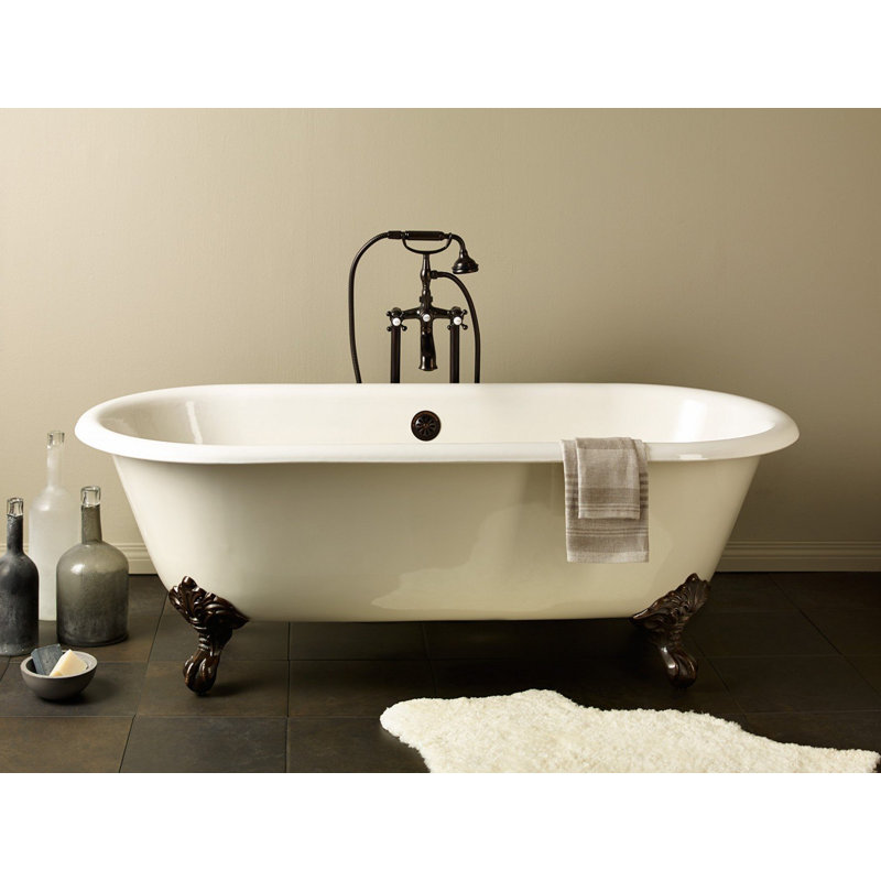 Regal 61'' L Soaking Bathtub, Antique Bronze, White Interior with White Exterior