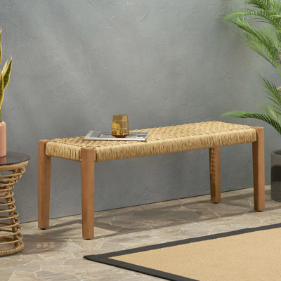 Banc d'extérieur en bois avec faux siège, finition brune, 16,03 po Hauteur: H 44,25 po x L 15,73 po
