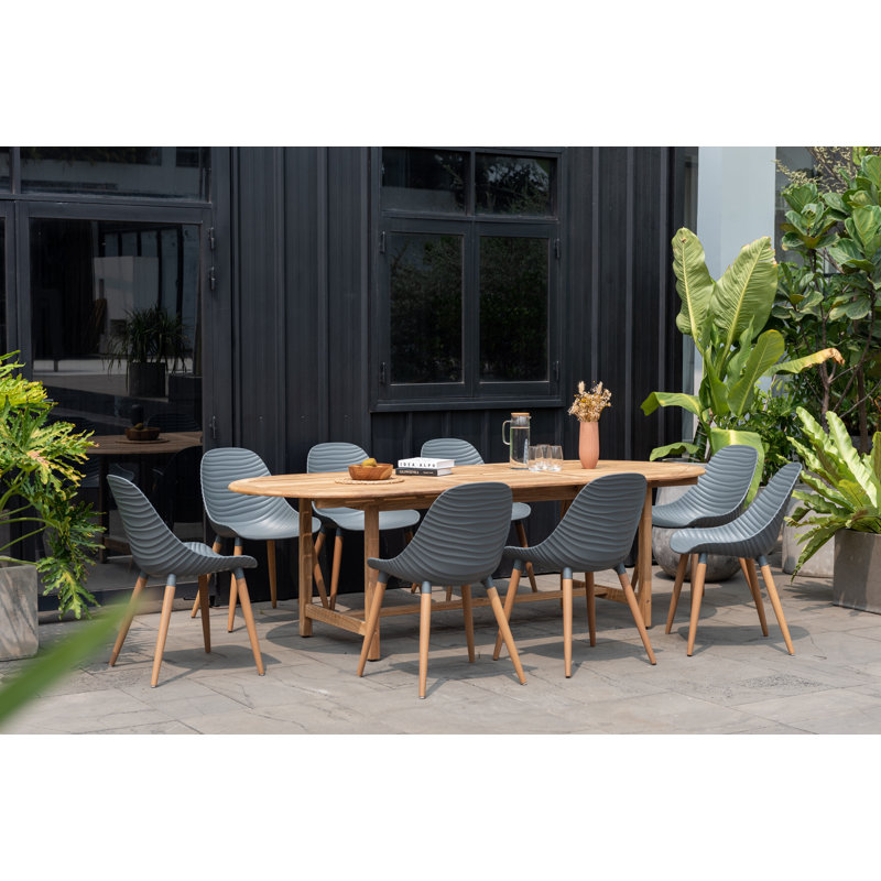 Anautica Outdoor Patio 9pc Reclaimed Solid Teak Wood Dining Set