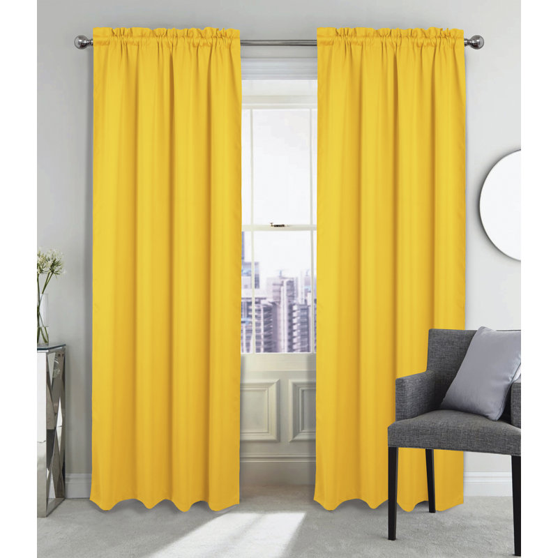 Twilight Blackout Thermal Rod Pocket Single Window Curtain Panel, Yellow, 54" W x 84" L