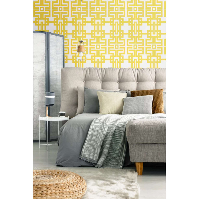 Rouleau de papier peint aztèque L 10 pi x l 24 po, Jaune souci, Auto-adhésif