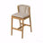 Set Of 2 Outdoor Patio Barstool, Teak Finished Wood With Beige Cushion