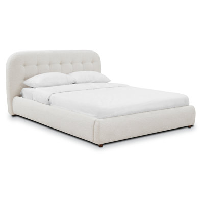 Ares Queen Bed in Froth White Boucle