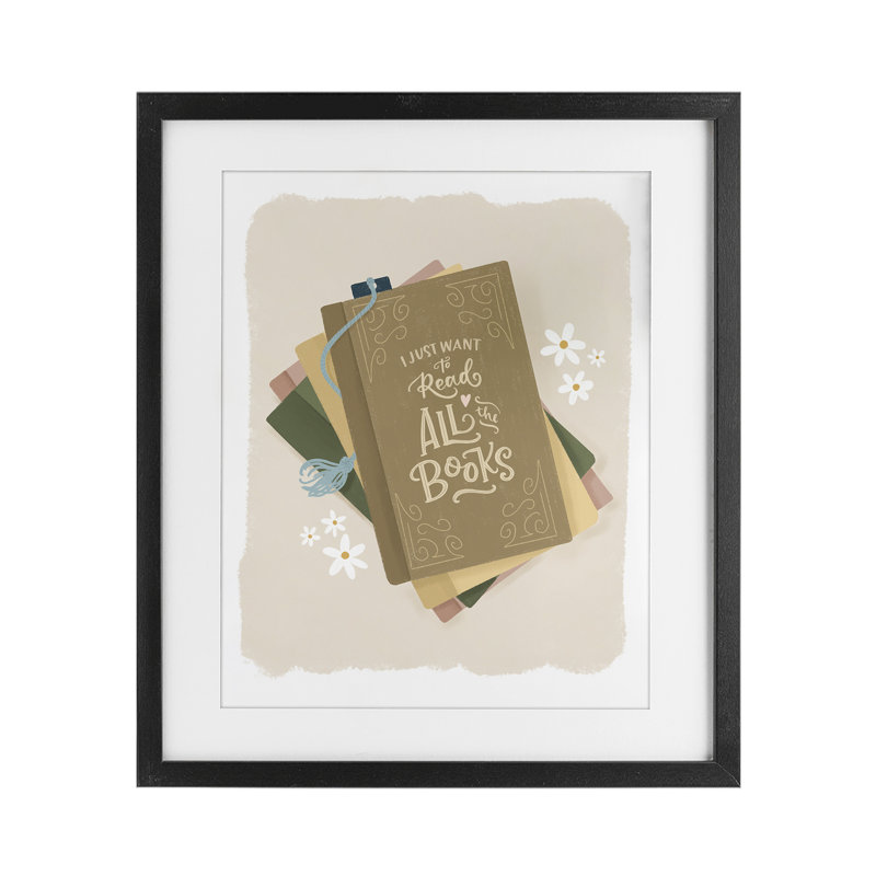 Envie de lire tous les livres, reproduction encadrée sous verre, design par Sandra Picco, H 21 po x l 17 po