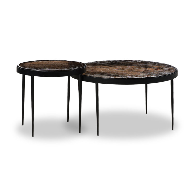 Yoko Nesting Coffee Table, Smoked Brown Cast Glass