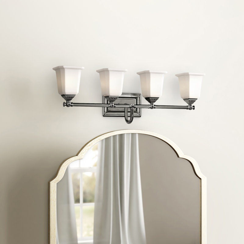 Bima 4 - Light Dimmable Vanity Light, Opal Etched, Polished Chrome