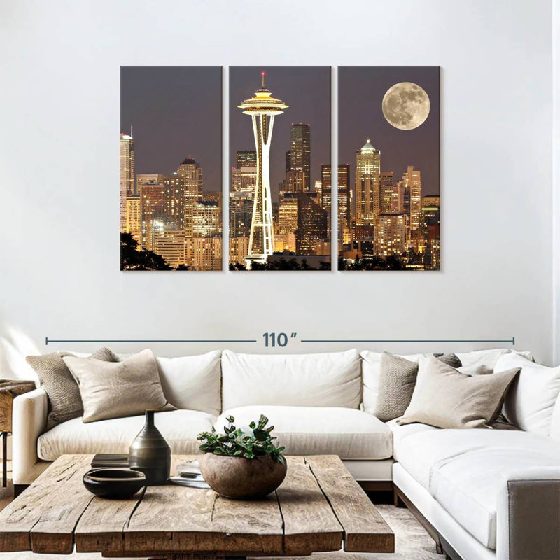 Sebbie Supermoon Over Seattle, 48" H x 74" W