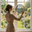 Panneau de vitrail en verre teint 7,8 po H Calm-677221520