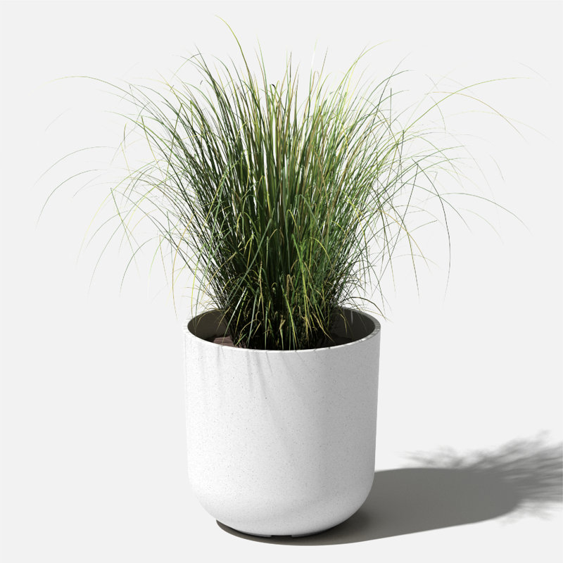 Mason Series White 10" Plastic-Stone Indoor/Outdoor Planter