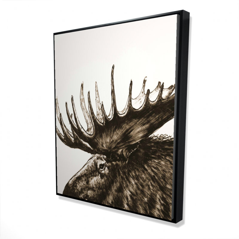 "Moose Plume sépia" sur toile, H 60 po x l 48 po