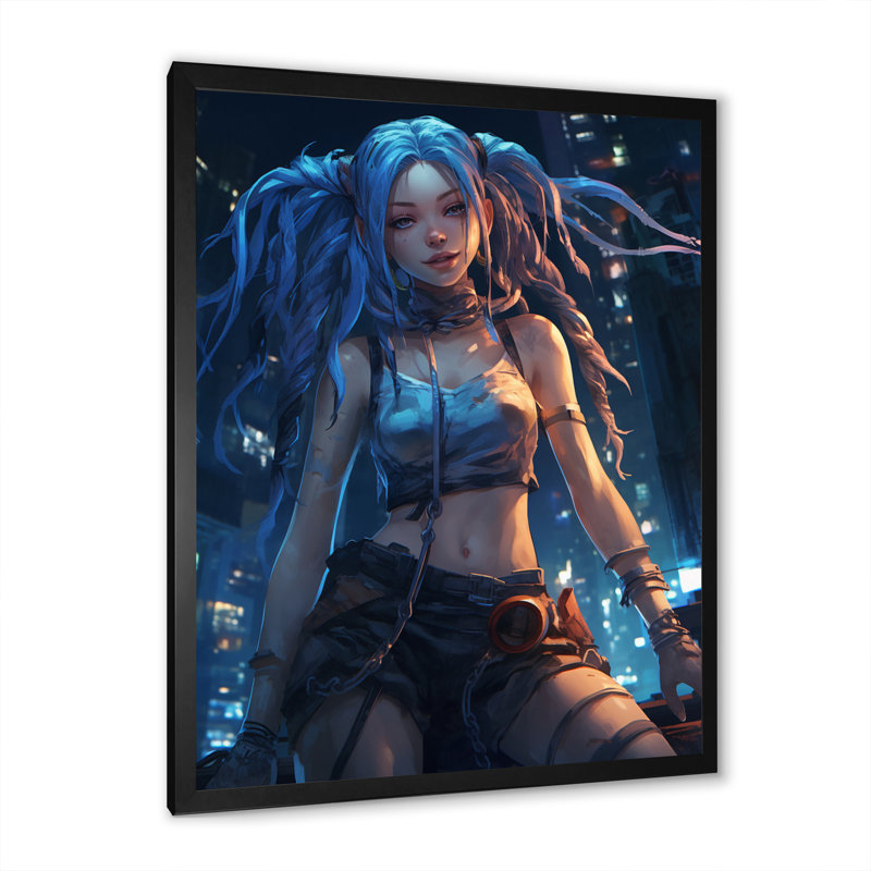 «Cool Urban Girl With Blue Dreadlocks», reproduction sur toile, H 40 po x l 30 po x P 1,5 po, Cadre simple noir