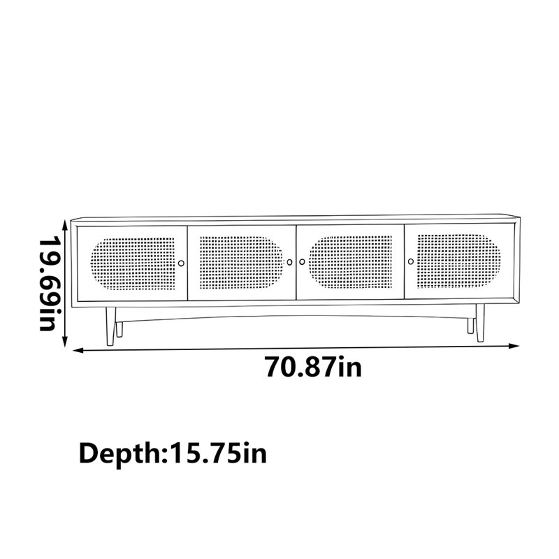 Meuble télé moderne en rotin simple, 70.87"