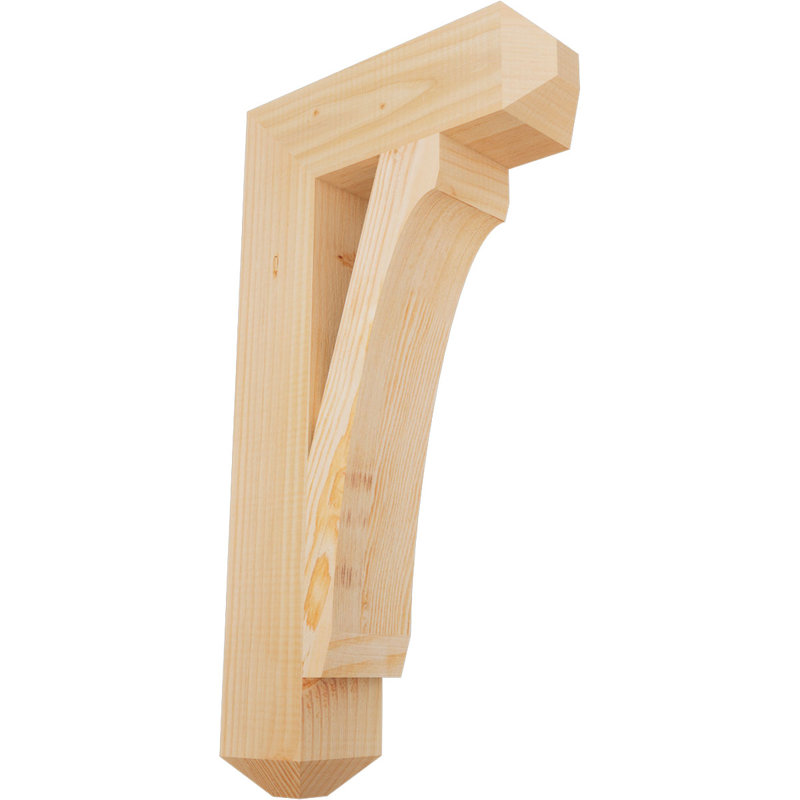H Support en bois / corbeau, H 26 po x l 3,5 po x P 14 po, Douglas (lisse)