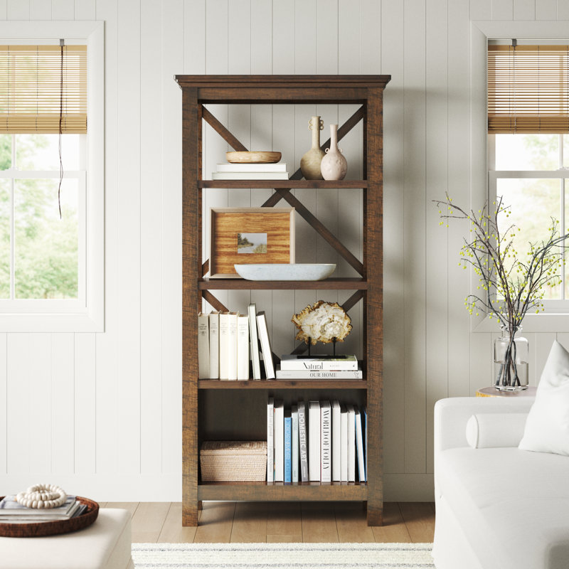 Auberon Etagere Bookcase, Brown, (4 Shelves) 75"H x 34"W x 12"D