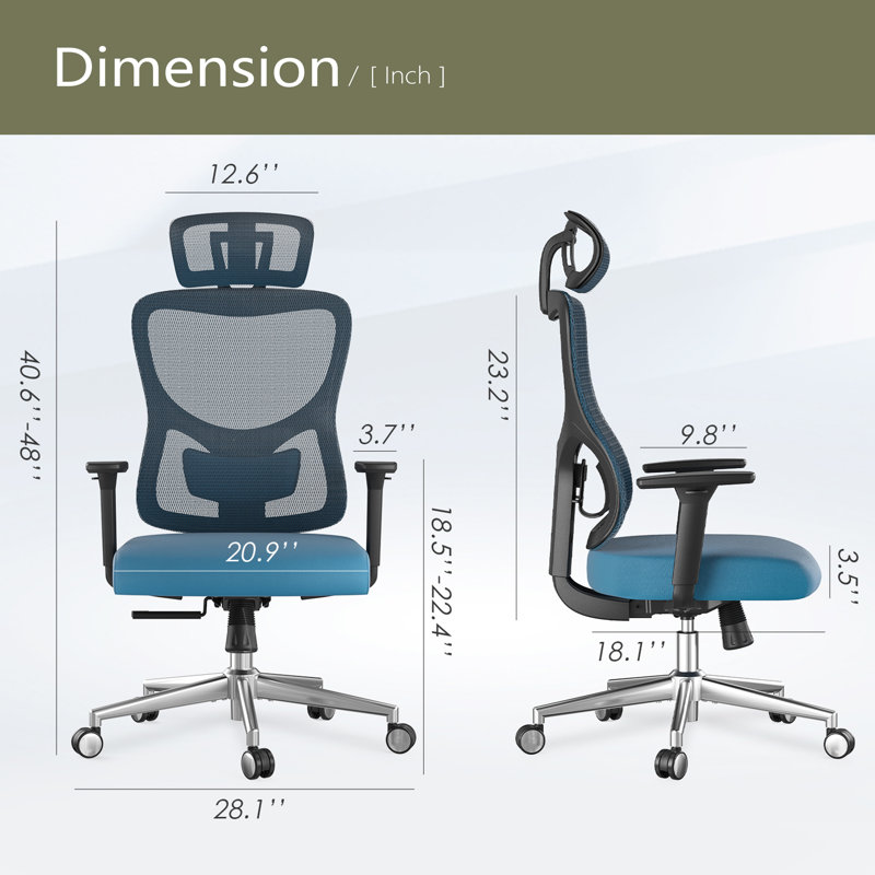 Ergonomic Office Chair,Mesh Desk Chair With Adjustable Lumbar Support And Headrest,Comfy Computer Chair With 3D Armrest Recling Swivel Chair For Home, Office, Study Room