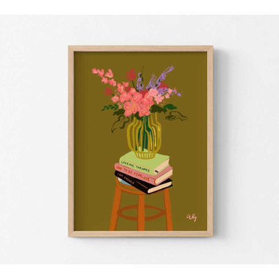 Floral Vase - impression florale encadrée avec art botanique sur papier aquarelle de qualité supérieure