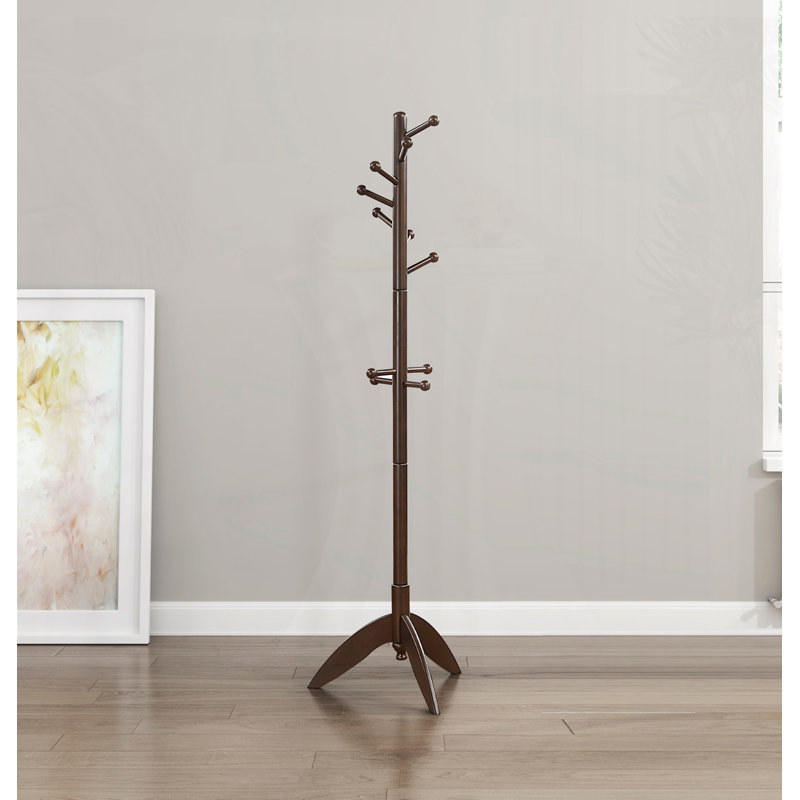 Portemanteau en bois massif, 11 crochets, Marron foncé