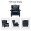 Fauteuil à oreilles en cuir véritable avec capitonnage à boutons Amyri-319827305