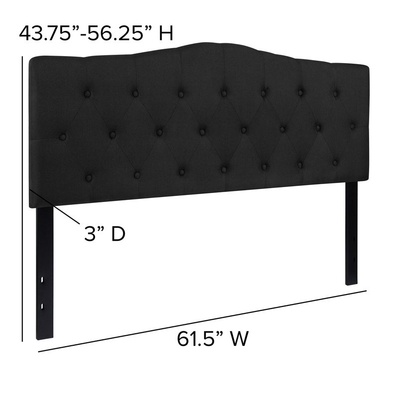 Black Tufted Upholstered Queen Size Headboard