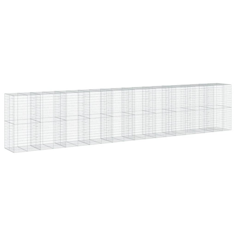 Gabion Basket Silver Galvanized Iron Large Heavy Weight Endurance Outdoor Planter, 39.4" H x 393.7" W x 78.7" D