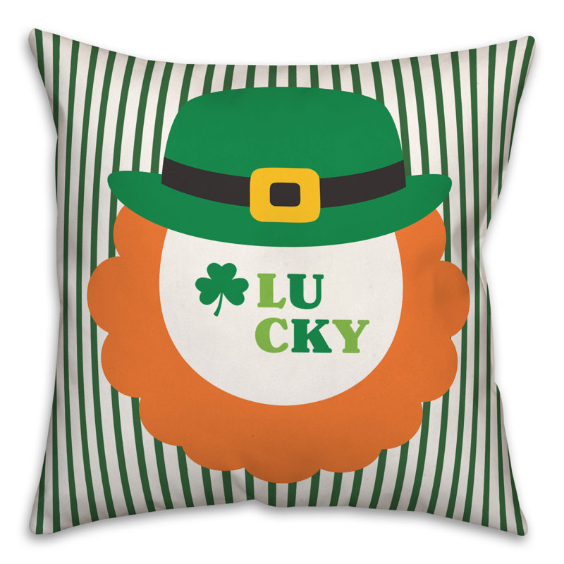 Oreiller en polyester filé 20 x 20 Leprechaun Lucky, 16 po x 16 po